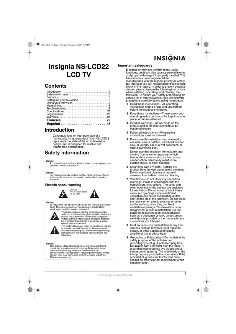 Insignia NSLCD22 TV Operating Manual